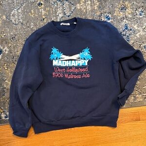 NWOT Madhappy Dark Blue Crewneck with Graphic Design